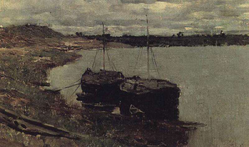 Levitan, Isaak Barge. Wolga oil painting image